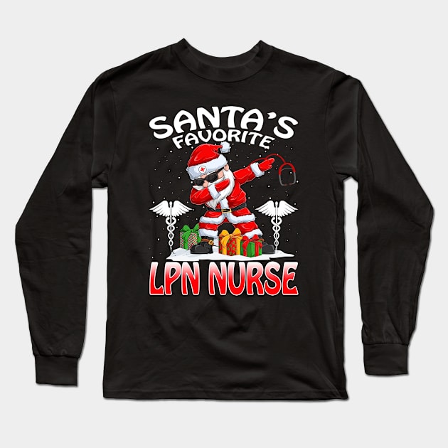 Santas Favorite Lpn Nurse Christmas T Shirt Long Sleeve T-Shirt by intelus